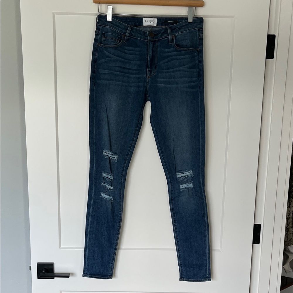 PARKER SMITH Women's Blue Distressed Skinny Jeans